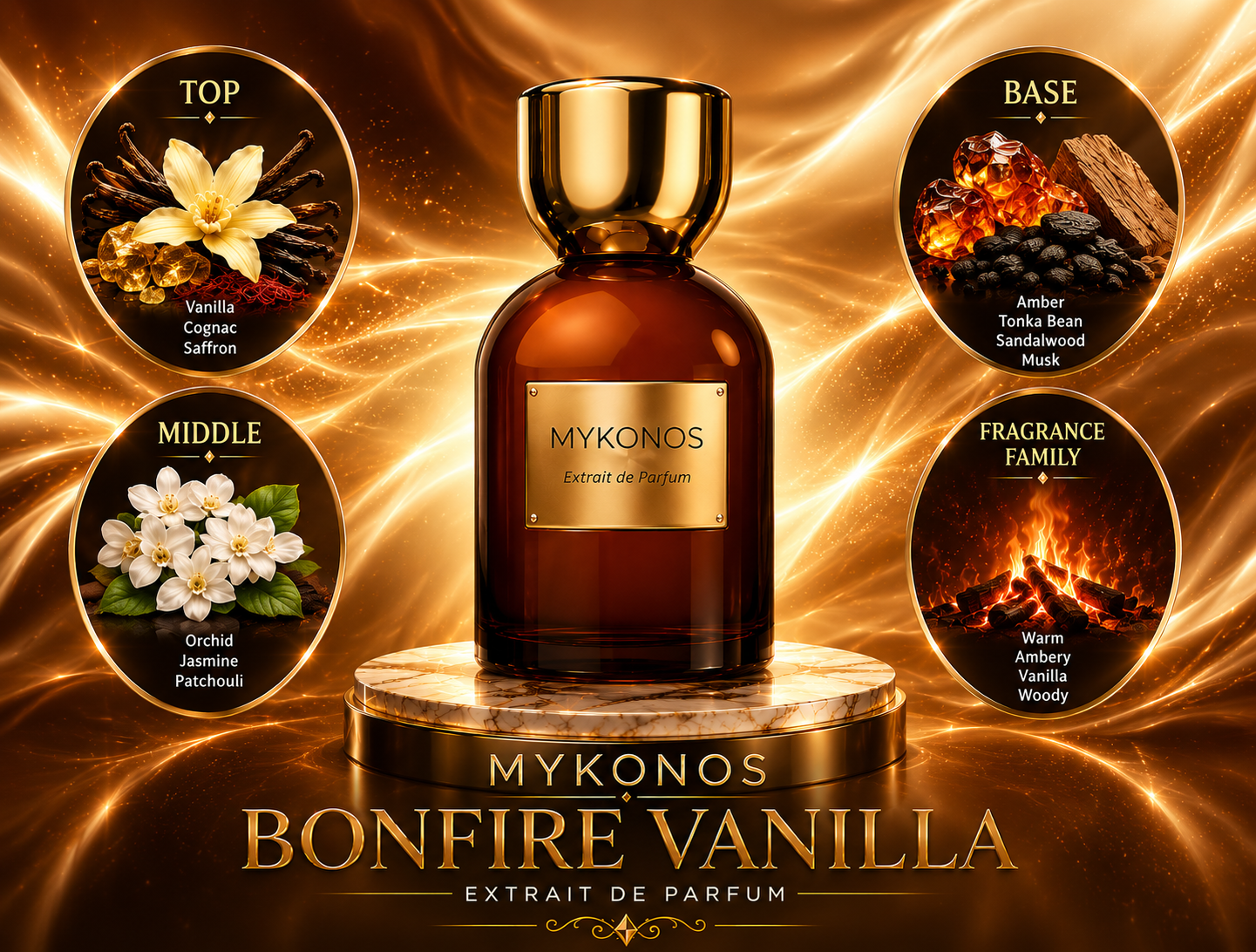 Mykonos:  Bonfire Vanilla Extrait de Parfum Perfume Sample