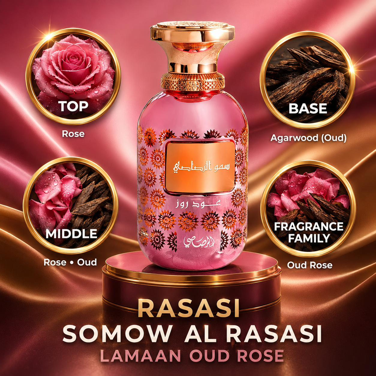 Rasasi: Somow Al Rasasi Lamaan Oud Rose Perfume Sample